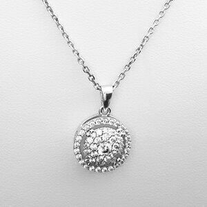 Sterling sterling sterling silver silver silver cz 18 inch round pendant